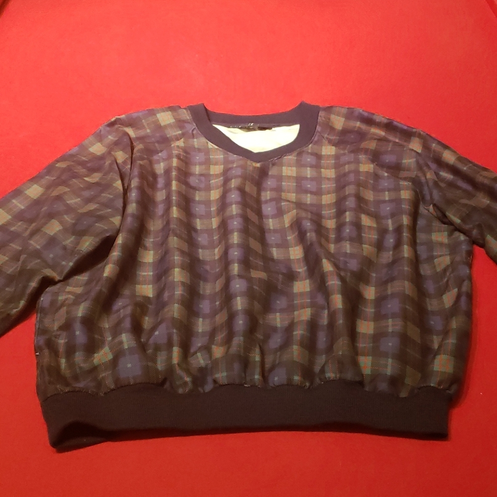 Mens L/XL Pullover Plaid Softshell Golf Jacket